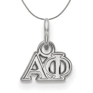Sterling Silver Alpha Phi XS (Tiny) Greek Pendant Necklace - 24 Inch